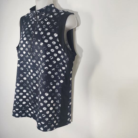 TAIL Womens Polo Tank Top Luna Sleeveless 1/4 Zip Mock UPF 50 Polka Dot Large - Picture 5 of 9